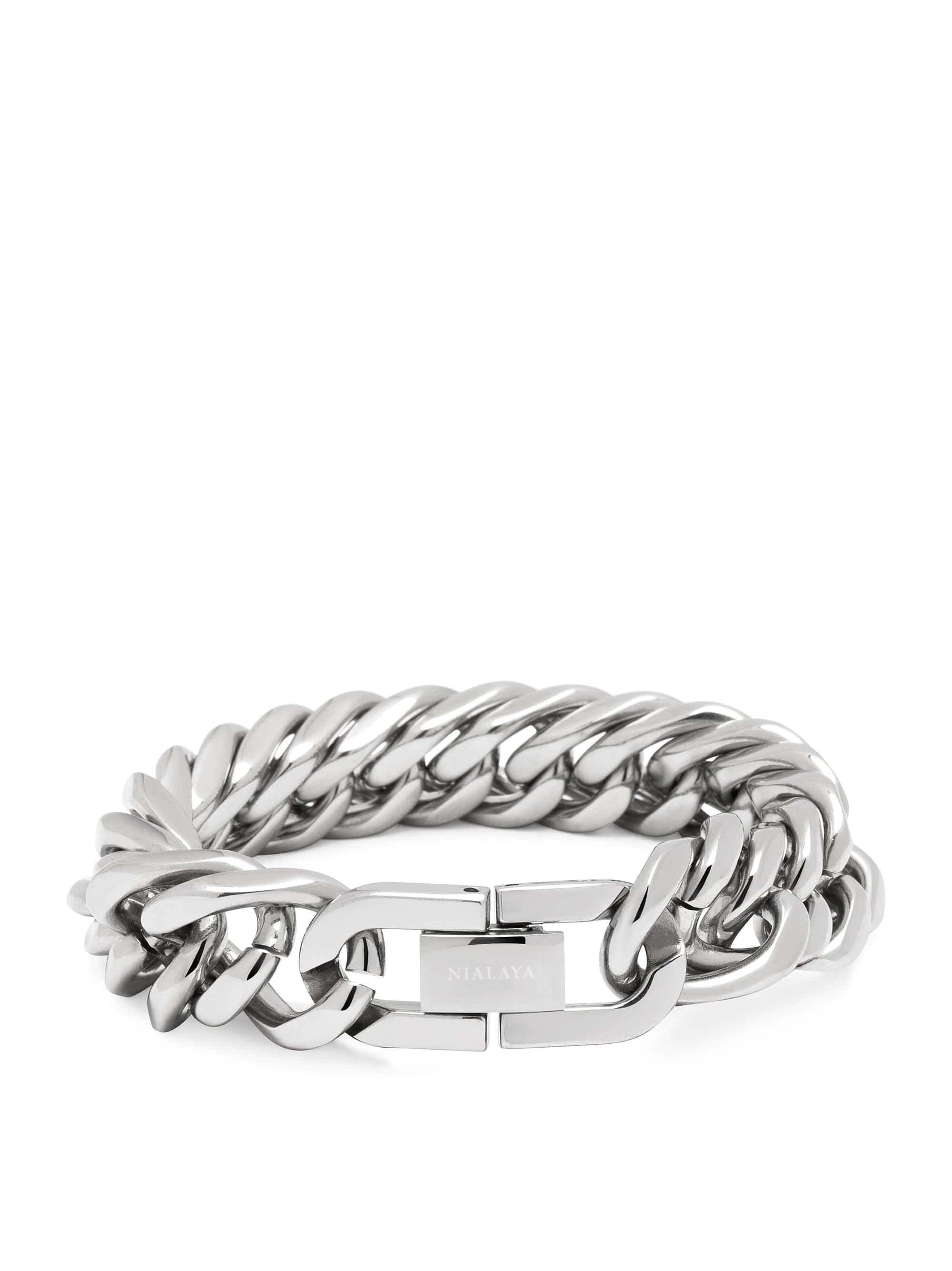 Silver Chunky Cuban Chain Bracelet 3