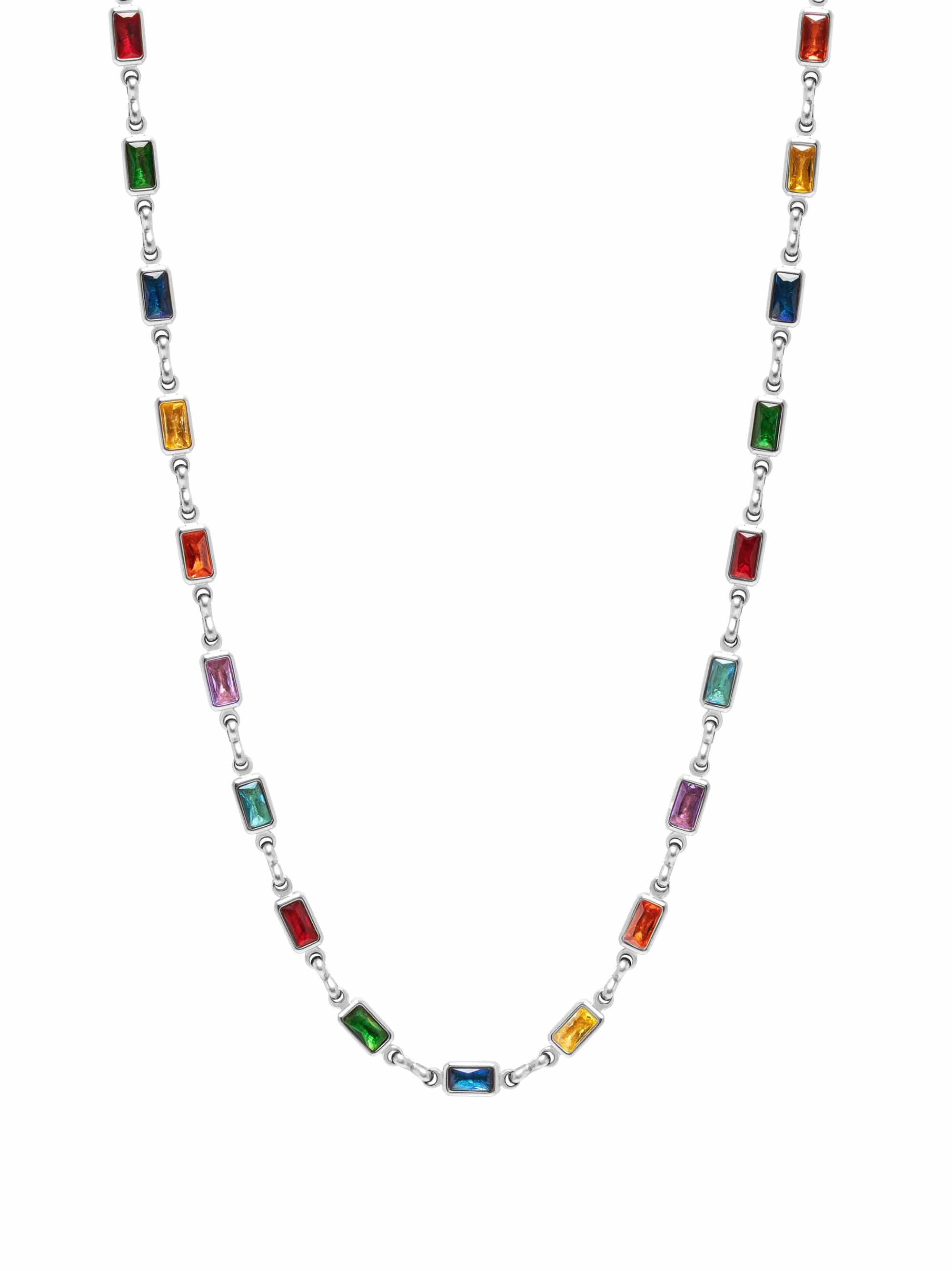 Rectangle Tennis Necklace in Silver 0