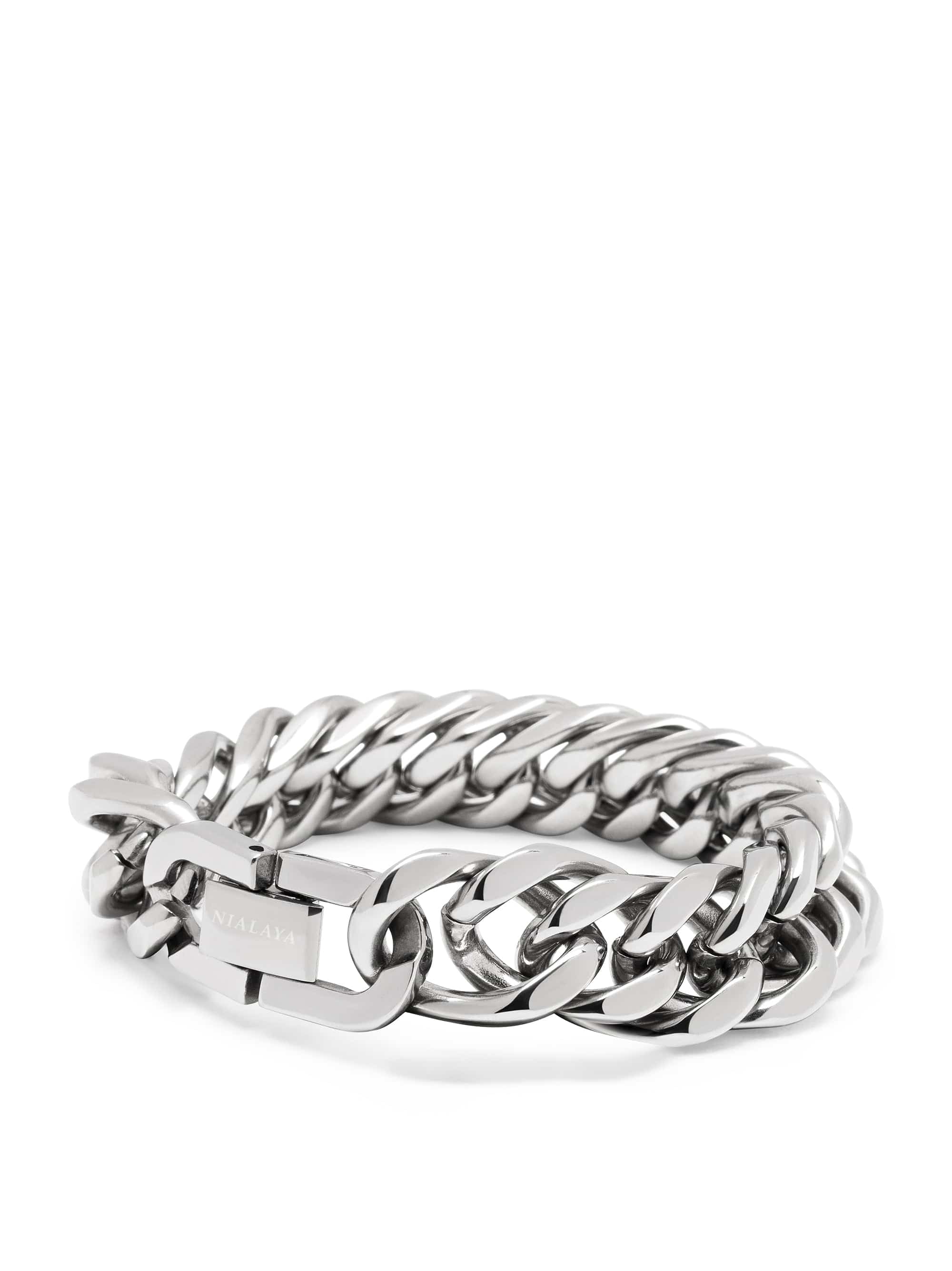 Silver Chunky Cuban Chain Bracelet 0