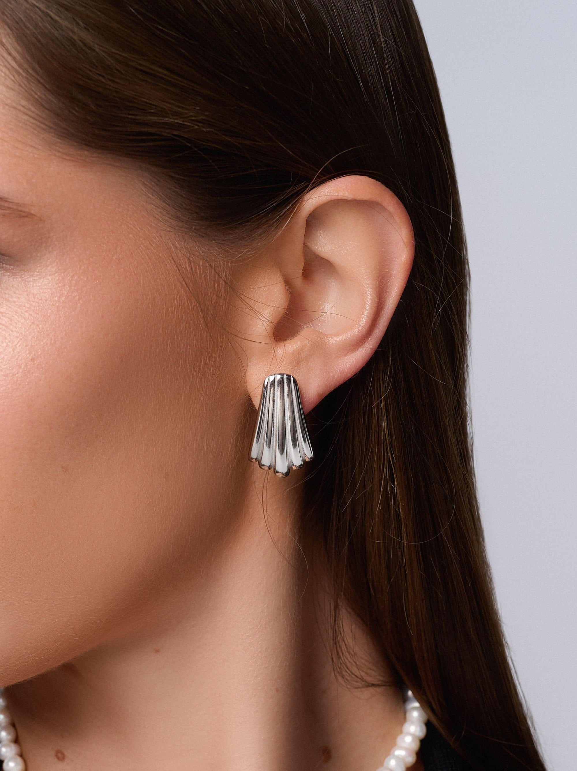 Women's Silver Calico Shell Earrings 1